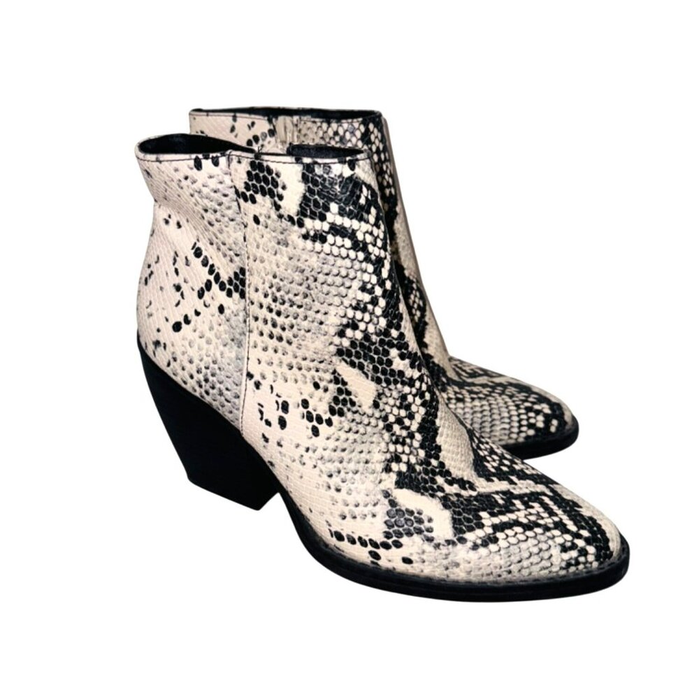 Madden Girl Klicck Black Faux Snakeskin Ankle Booties  7.5M Western Cowgirl Boot